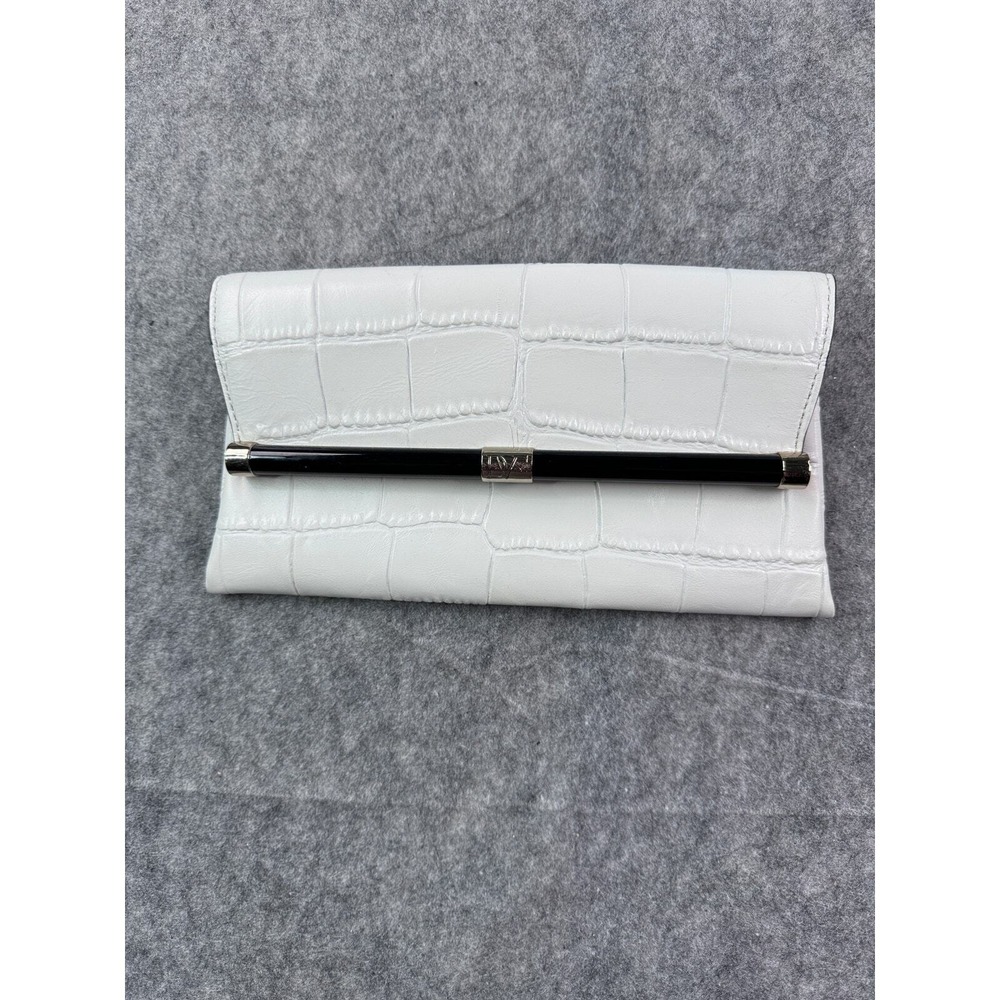 Diane von Furstenberg DVF White Croc Embossed Leather Bar Clutch Bag